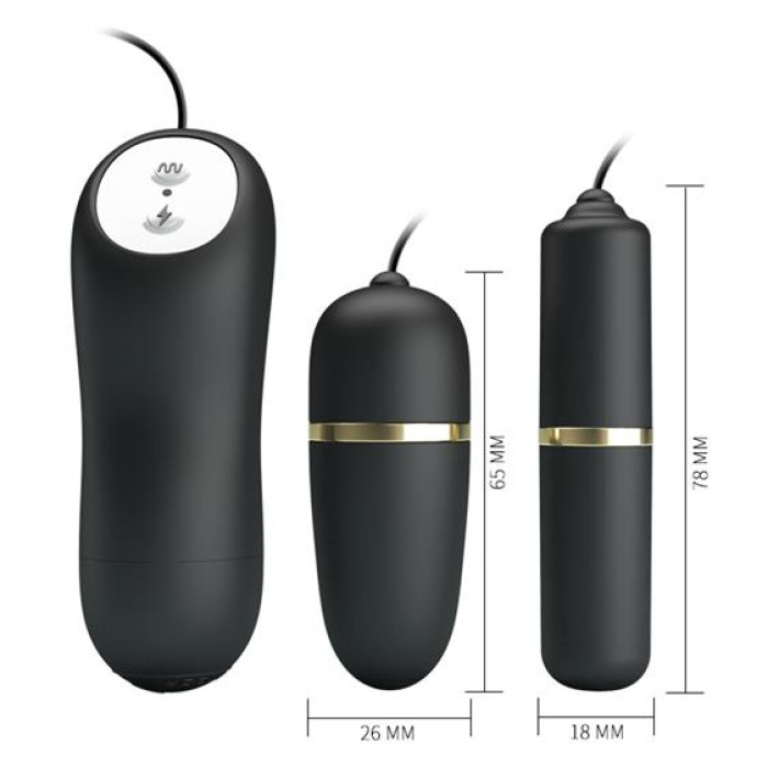 Віброяйце з вібропулею - Pretty Love Electric Stimulation Double Vibro-Bullets Black