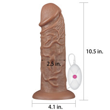 Реалістичний вібратор - King-Sized Realistic Chubby Vibrating Dildo 10.5" Brown