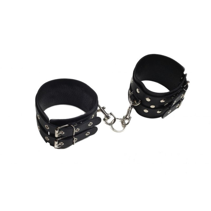 Кайдани на щиколотки Leather Double Fix Leg Cuffs Black