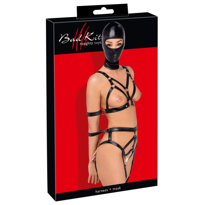 Боді з маскою - 2480492 Bad Kitty Strap+Mask Set, black XS