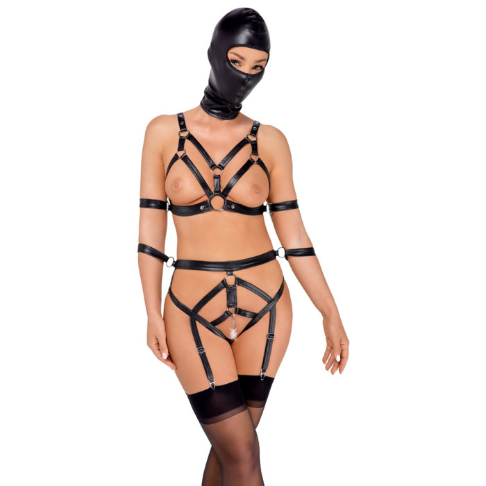Боді з маскою - 2480492 Bad Kitty Strap+Mask Set, black S