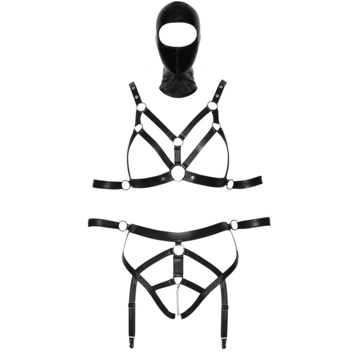 Боді з маскою - 2480492 Bad Kitty Strap+Mask Set, black S