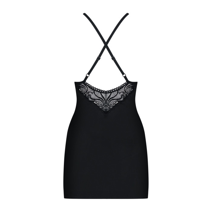 Пеньюар - Obsessive 828-CHE-1 Chemise & Thong Black L/XL