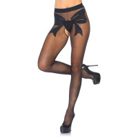 Колготки - Leg Avenue Woven Bow Crotchless Pantyhose Black One Size
