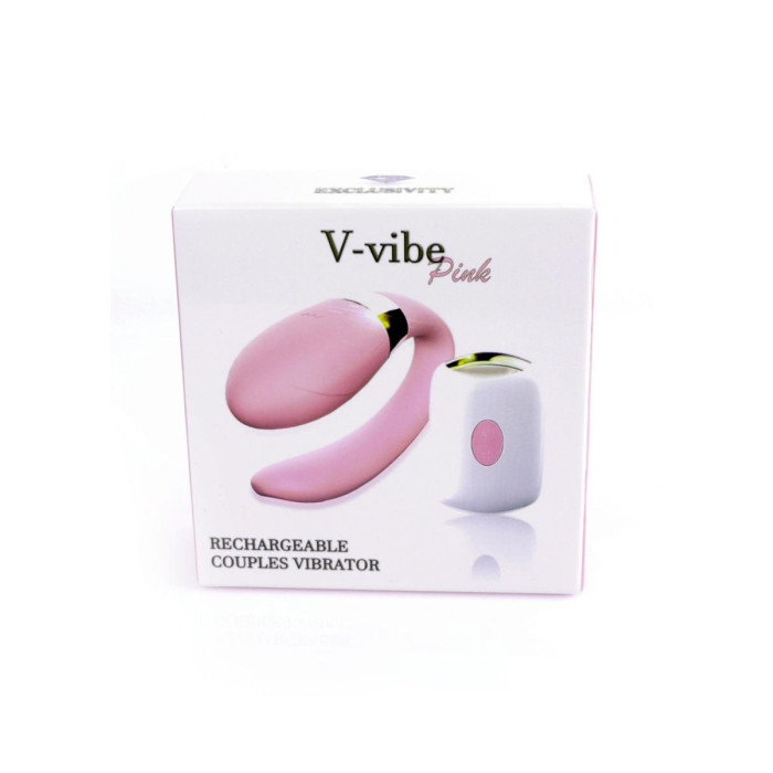 Вібратор для пар - V-Vibe Pink, USB, 7 Function, Remote Control
