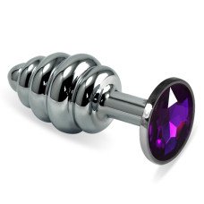 Анальна пробка - Heavy Metal Anal Plug Silver Rosebud Spiral Purple