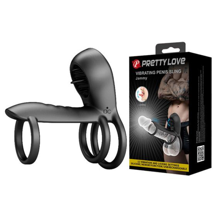 Насадка на член - Pretty Love Vibrating Penis Sling Jammy Black