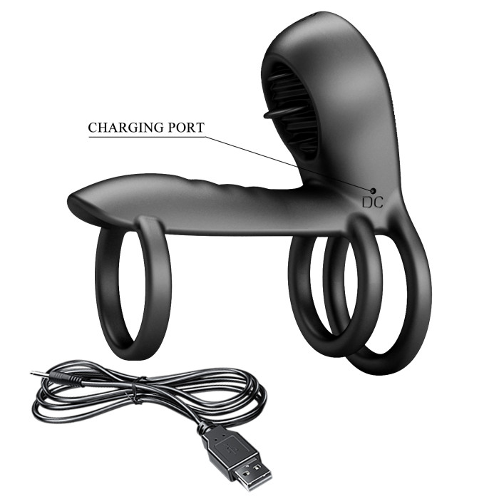 Насадка на член - Pretty Love Vibrating Penis Sling Jammy Black