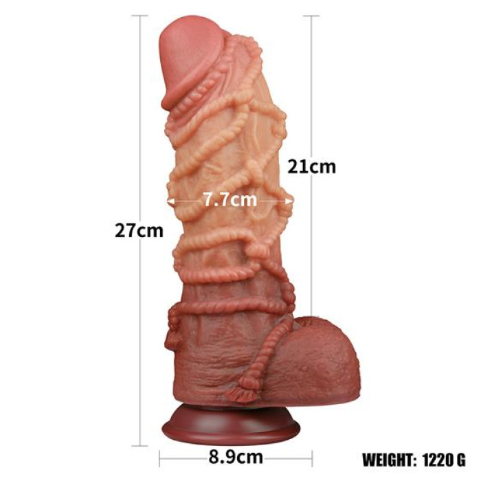 Фалоімітатор - Dual-Layered Silicone Cock With Rope 10.5" Flesh