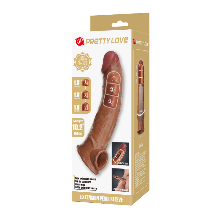 Подовжуюча насадка на член - Pretty Love Extension Penis Sleeve Latin, 26 см