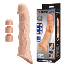 Подовжуюча насадка на член - Pretty Love Extension Penis Sleeve Flesh, 28 см