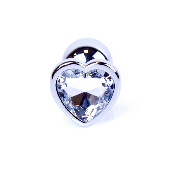 Анальна пробка - Jewellery Silver Heart Plug Clear