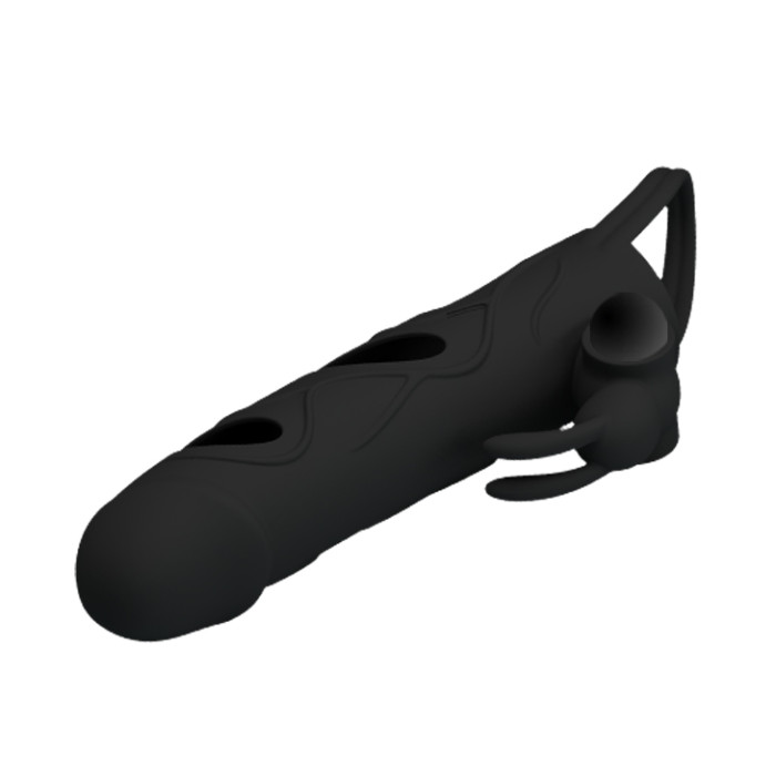 Насадка на член - Pretty Love Penis Sleeve With Ball Strap 5.5" Black