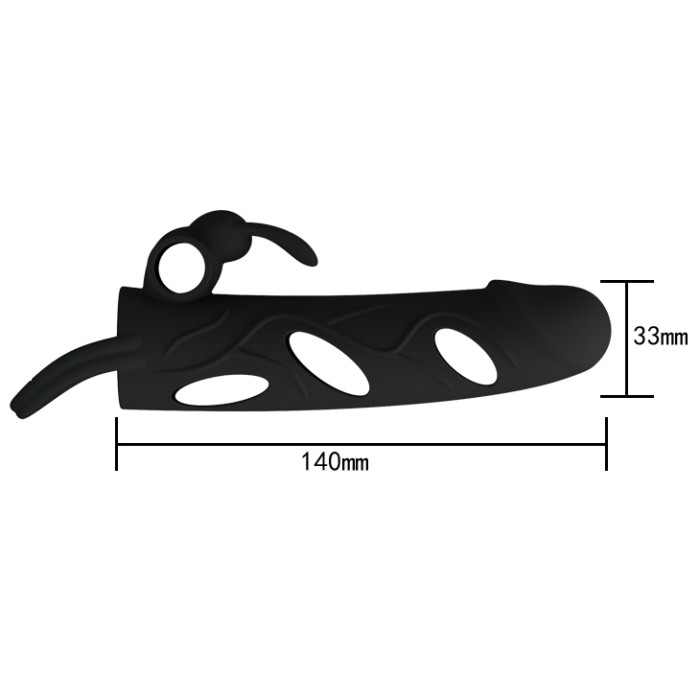 Насадка на член - Pretty Love Penis Sleeve With Ball Strap 5.5" Black