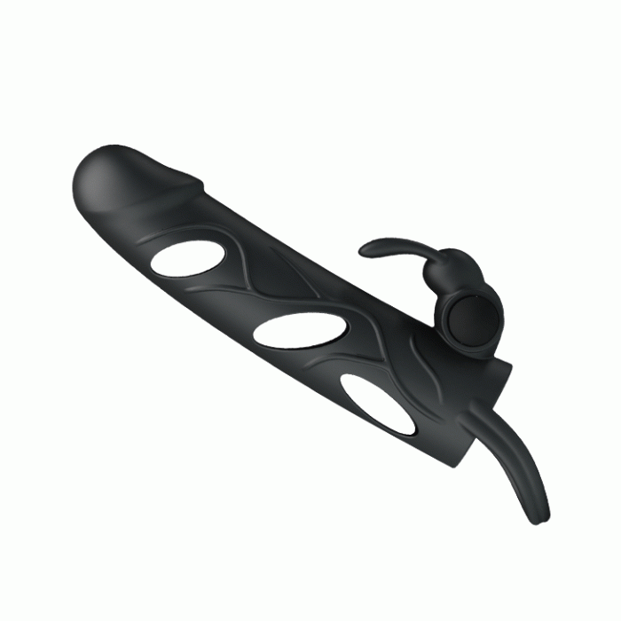 Насадка на член - Pretty Love Penis Sleeve With Ball Strap 5.5" Black
