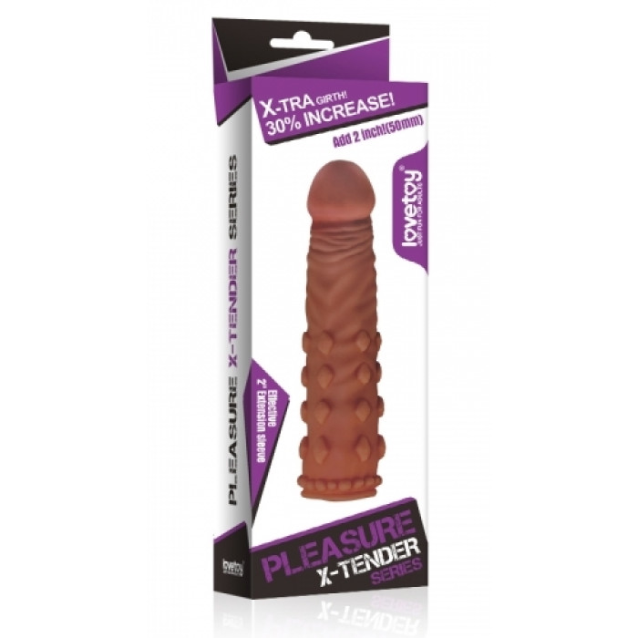 Насадка на член - Pleasure X-Tender Penis Sleeve Add 2" Brown