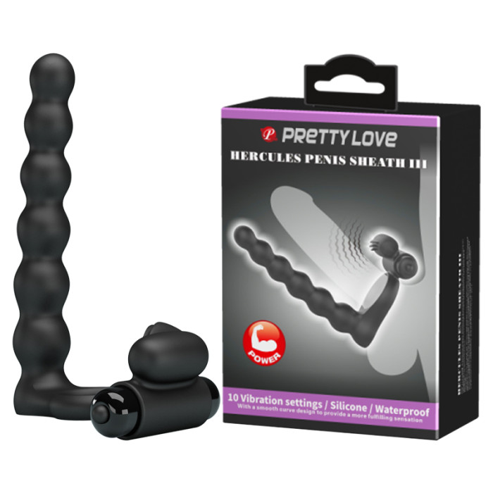 Кільце-насадка для подвійного проникнення - Pretty Love Hercules Penis Sheath III Black