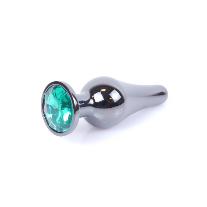 Анальна пробка - Jewellery Dark Silver BUTT PLUG- Green