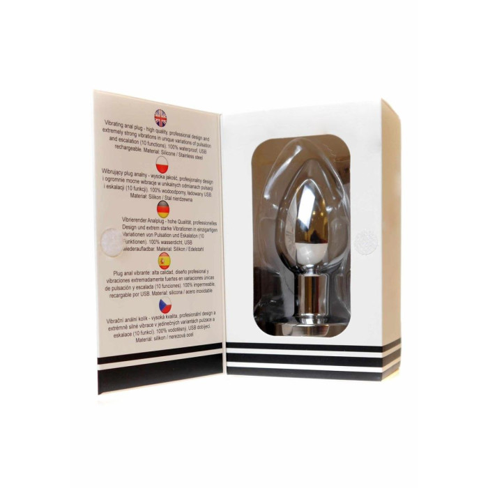 Анальна пробка - Rechargeable Butt Plug Vibrator Silver