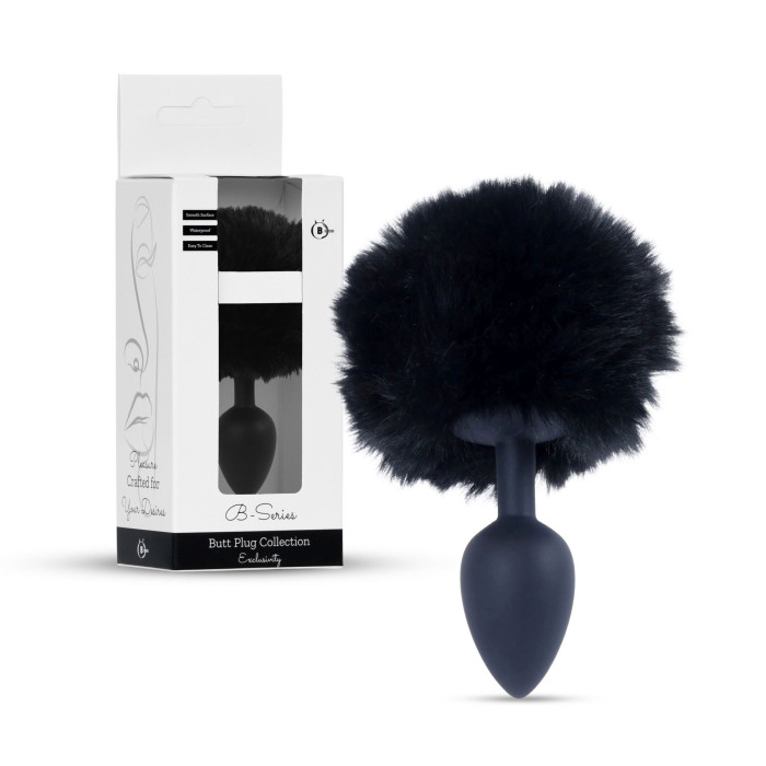 Анальна пробка - Bunny Tail Silicone Black Plug Black
