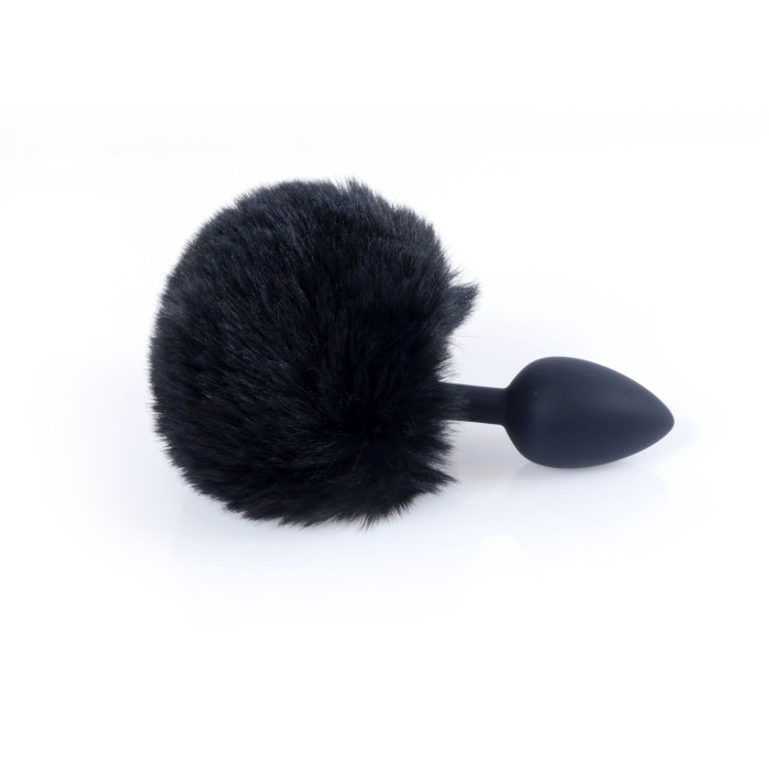 Анальна пробка - Bunny Tail Silicone Black Plug Black