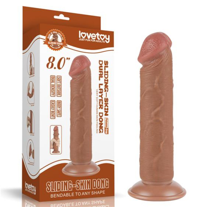Фалоімітатор - Sliding-Skin Dual Layer Dong 8" Brown #2
