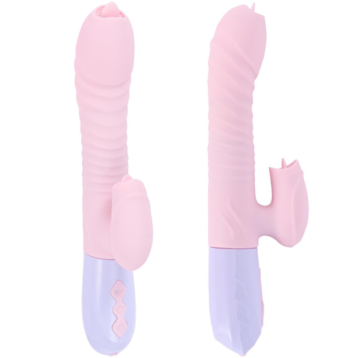 Вібратор - Silicone Vibrator USB 7 Function and Thrusting Function / Heating Pink