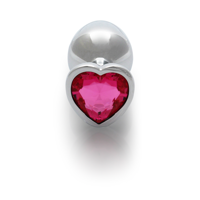 Анальна пробка - Ouch! Metal Butt Plug Medium Silver/Rubellite Pink