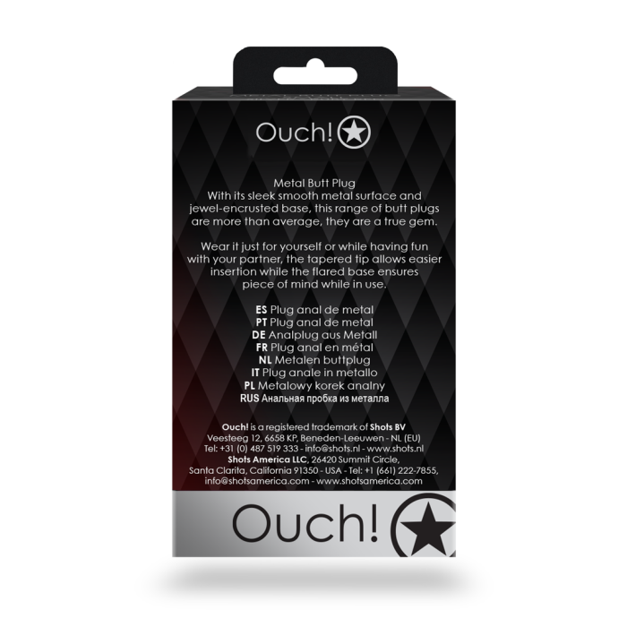 Анальна пробка - Ouch! Metal Butt Plug Medium Silver/Rubellite Pink