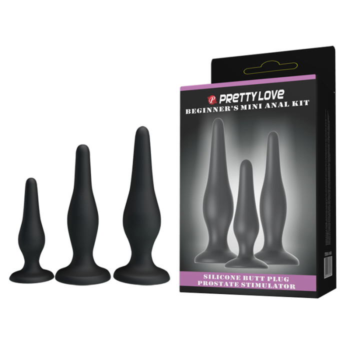 Набір анальних пробок - Pretty Love Begginer's Mini Anal Kit Black