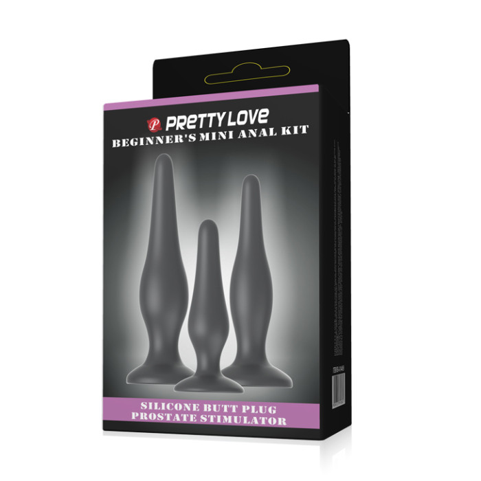 Набір анальних пробок - Pretty Love Begginer's Mini Anal Kit Black