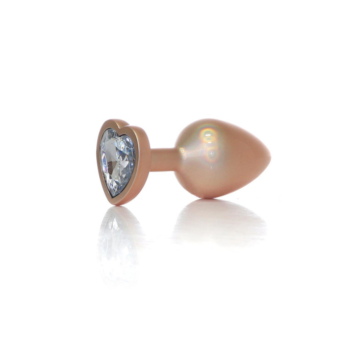 Анальна пробка - Jewellery Pearl Gold Heart Plug Clear L