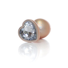 Анальна пробка - Jewellery Pearl Gold Heart Plug Clear L