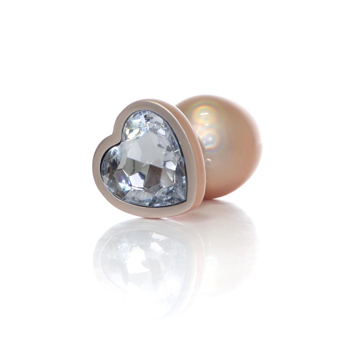 Анальна пробка - Jewellery Pearl Gold Heart Plug Clear L