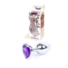 Анальна пробка - Jewellery Silver  Heart PLUG- Purple
