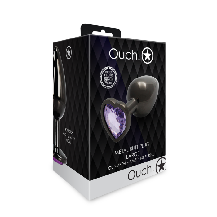 Анальна пробка - Ouch! Metal Butt Plug Large Gunmetal/Amethyst Purple