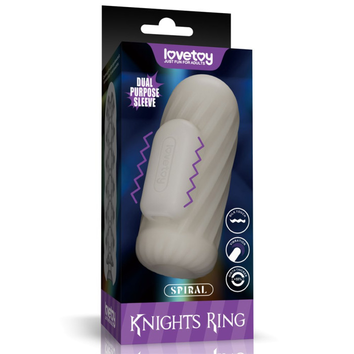Насадка на член/мастурбатор - Knights Ring Vibrating Dual Purpose Sleeve-Spiral