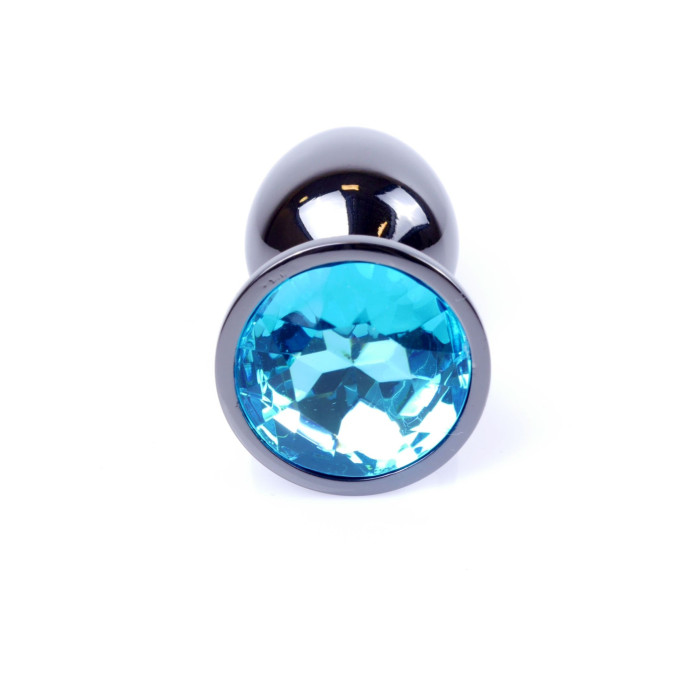 Анальна пробка - Jewellery Dark Silver PLUG- Light Blue