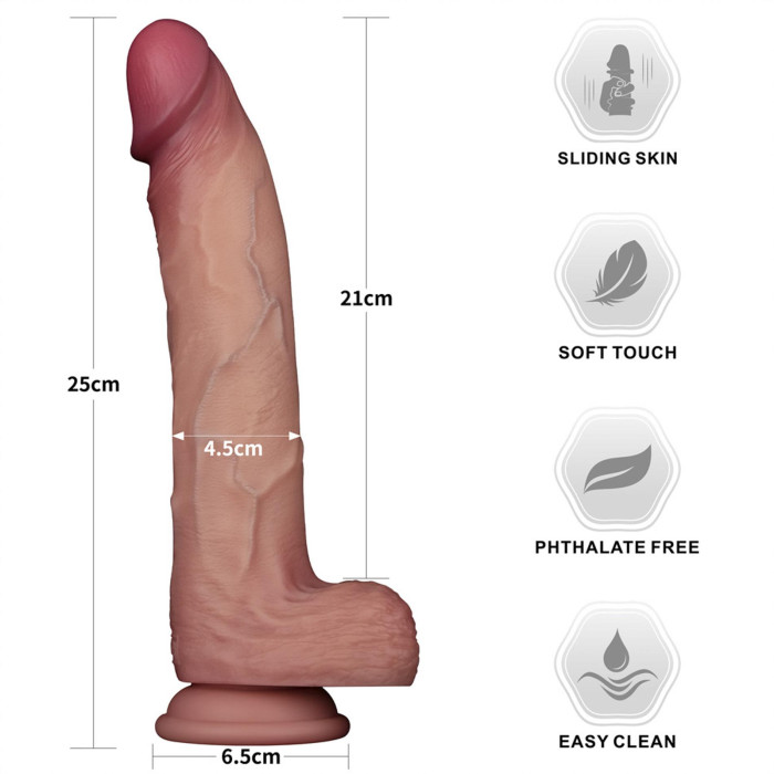 Фалоімітатор - Sliding Skin Pro II Dual Layer Silicone Dong 10" Flesh