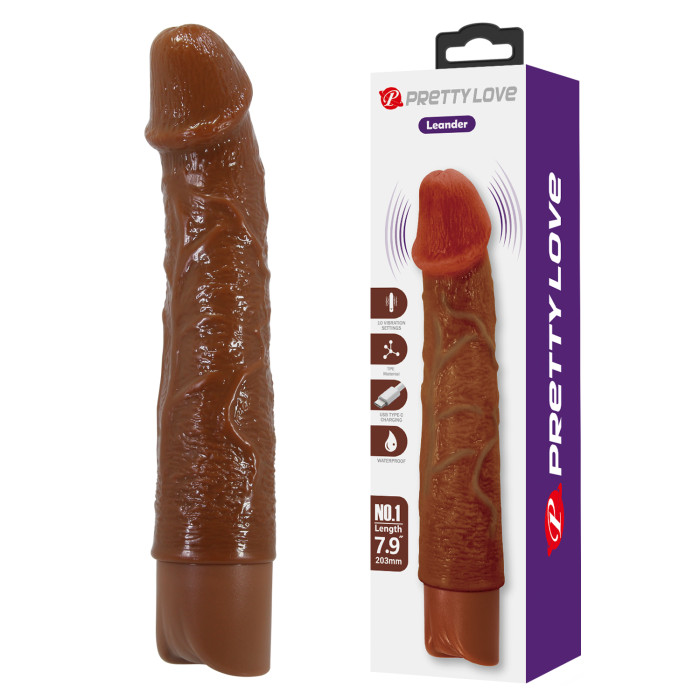 Реалістичний вібратор - Pretty Love Leander Realistic Vibrating Dildo Brown
