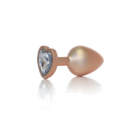 Анальна пробка - Jewellery Pearl Gold Heart Plug Clear M
