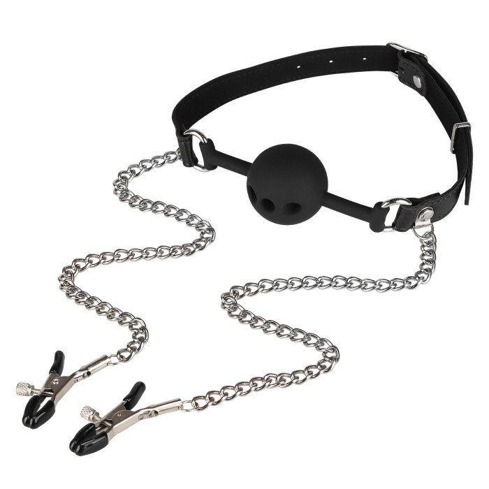 Набір БДСМ - Erospace Wild Play Mouth Gag With Nipple Clamps C15