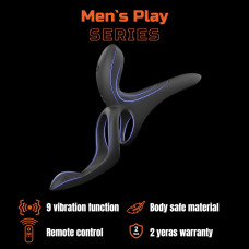 Вібраційне кільце - Erospace Men’s Play Vibrating Cock Ring With Clitoral & Taint Stimulation B11