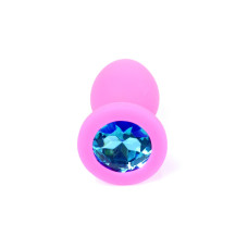 Анальна пробка - Jewellery Silicone Pink Plug S Light Blue
