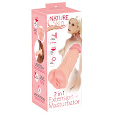 Насадка на член/мастурбатор - Nature Skin 2in1 Extension+Masturbator (+8 см)