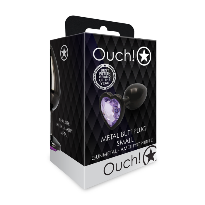 Анальна пробка - Ouch! Metal Butt Plug Small Gunmetal/Amethyst Purple