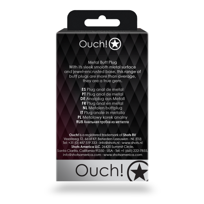 Анальна пробка - Ouch! Metal Butt Plug Small Gunmetal/Amethyst Purple