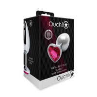 Анальна пробка - Ouch! Metal Butt Plug Large Silver/Rubellite Pink