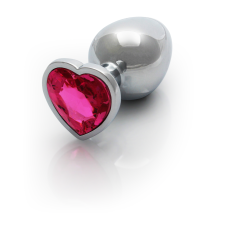 Анальна пробка - Ouch! Metal Butt Plug Large Silver/Rubellite Pink