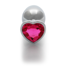 Анальна пробка - Ouch! Metal Butt Plug Large Silver/Rubellite Pink